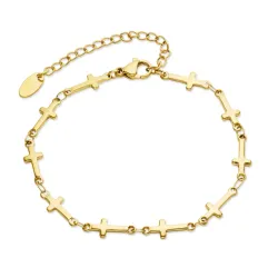 vanntett kors armbånd i forgylt stål - OCEANA