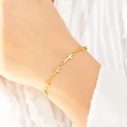 vanntett kors armbånd i forgylt stål - OCEANA