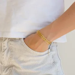 vanntett armbånd i forgylt stål - OCEANA