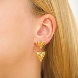 vanntette hjerte øredobber i forgylt stål - OCEANA