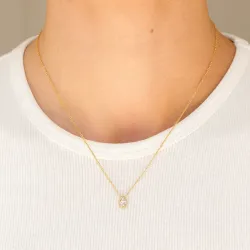 vanntett dråpe halskjede med anheng i forgylt stål - OCEANA