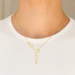 vanntett sommerfugl halskjede i forgylt stål - OCEANA