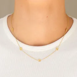 vanntett blomst halskjede i forgylt stål - OCEANA