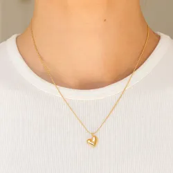 vanntett hjerte halskjede i forgylt stål - OCEANA