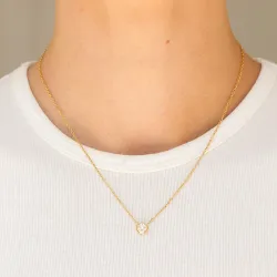 vanntett zirkon halskjede med anheng i forgylt stål - OCEANA