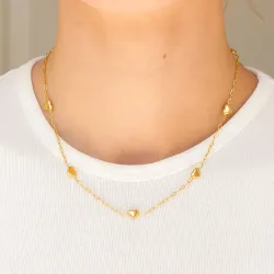 vanntett hjerte halskjede i forgylt stål - OCEANA