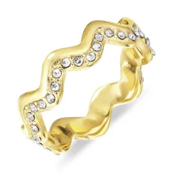 vanntett zirkon ring i forgylt stål - OCEANA