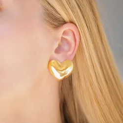 vanntette hjerte øredobber i forgylt stål - OCEANA