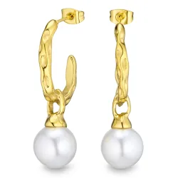 vanntette perle halvcreol i forgylt stål - OCEANA