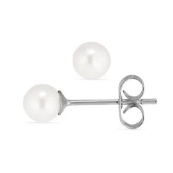 5 mm vanntette hvit perle ørestikker i stål - OCEANA