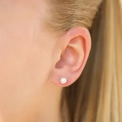 5 mm vanntette hvit perle ørestikker i stål - OCEANA