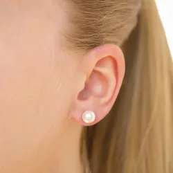 8 mm vanntette hvit perle ørestikker i stål - OCEANA