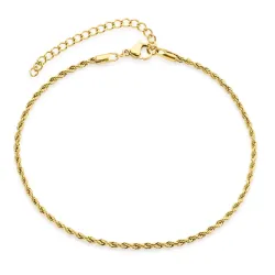 vanntett ankelkjede i forgylt stål 22 + 5 cm x 2,0 mm  - OCEANA