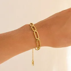 vanntett armbånd i forgylt stål 16 + 5 cm x 7,0 mm  - OCEANA