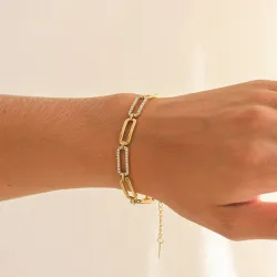 vanntett armbånd i forgylt stål 16 + 5 cm x 7,0 mm  - OCEANA