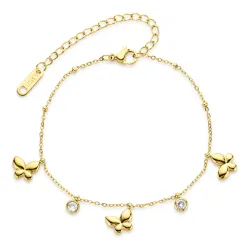 vanntett sommerfugl armbånd i forgylt stål 17 + 5 cm x 8,9 mm  - OCEANA