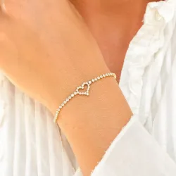 vanntett hjerte zirkon armbånd i forgylt stål  x 10,0 mm  - OCEANA