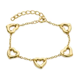 vanntett hjerte armbånd i forgylt stål 16 + 4 cm x 11,0 mm  - OCEANA