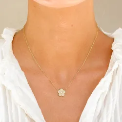 vanntett blomst halskjede i forgylt stål - OCEANA