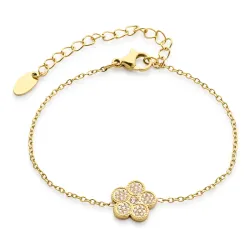 vanntett blomst armbånd i forgylt stål - OCEANA