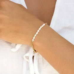 vanntett armbånd i forgylt stål 17 cm x 3,8 mm  - OCEANA