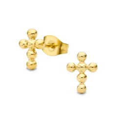 vanntette kors øredobber i forgylt stål - OCEANA