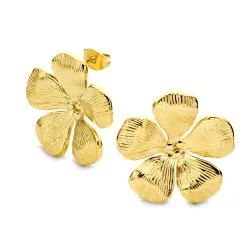 vanntette blomst øredobber i forgylt stål - OCEANA