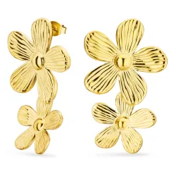 vanntette blomst øredobber i forgylt stål - OCEANA