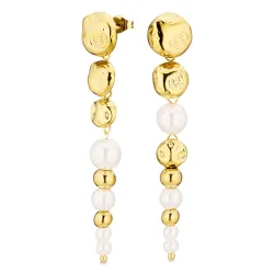 vanntette lange øredobber i forgylt stål - OCEANA