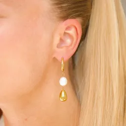 vanntette perle øredobber i forgylt stål - OCEANA