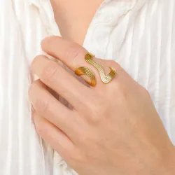 vanntett justerbar ring i forgylt stål - OCEANA