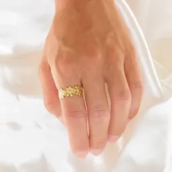 vanntett blomst ring i forgylt stål - OCEANA