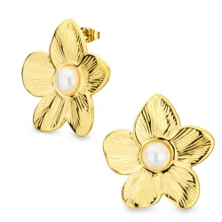 vanntette blomst øredobber i forgylt stål - OCEANA