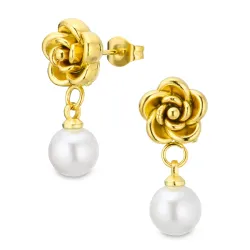 vanntette blomst øredobber i forgylt stål - OCEANA