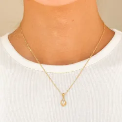 vanntett zirkon halskjede i forgylt stål - OCEANA