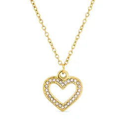 vanntett hjerte halskjede i forgylt stål - OCEANA