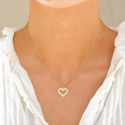 vanntett hjerte halskjede i forgylt stål - OCEANA