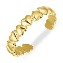 vanntett hjerte justerbar ring i forgylt stål - OCEANA