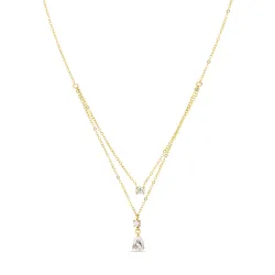 vanntett zirkon halskjede i forgylt stål - OCEANA