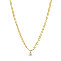 vanntett zirkon halskjede i forgylt stål - OCEANA