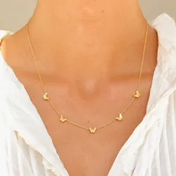 vanntett sommerfugl halskjede i forgylt stål - OCEANA