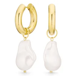 vanntette perle øredobber i forgylt stål - OCEANA