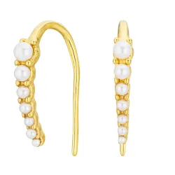 vanntette perle øredobber i forgylt stål - OCEANA