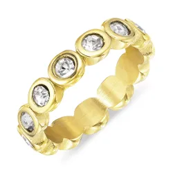 vanntett zirkon ring i forgylt stål - OCEANA