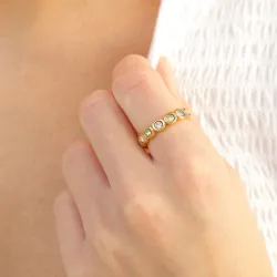 vanntett zirkon ring i forgylt stål - OCEANA