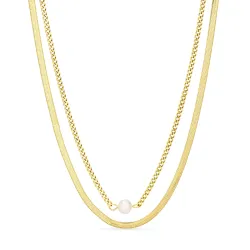 vanntett halskjede i forgylt stål - OCEANA