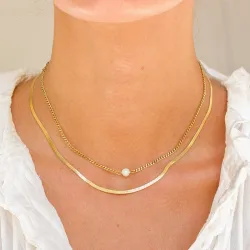 vanntett halskjede i forgylt stål - OCEANA