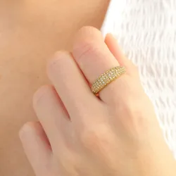 vanntett zirkon ring med feil i forgylt stål - OCEANA