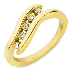 vanntett zirkon ring i forgylt stål - OCEANA