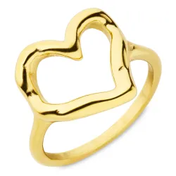 vanntett hjerte ring i forgylt stål - OCEANA